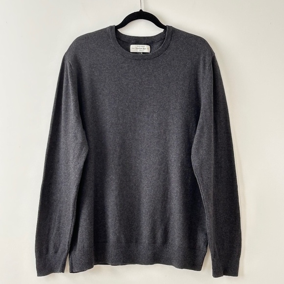 Hawker Rye Cotton & Cashmere Charcoal Gray Crewneck Sweater - Picture 1 of 16